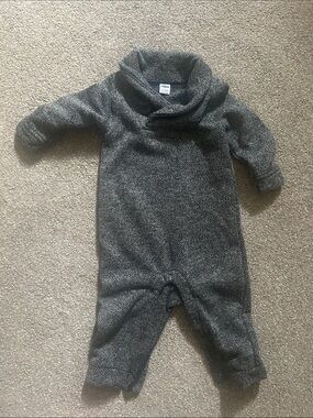 Old Navy Heather Gray Shawl Collar Footed One-Piece